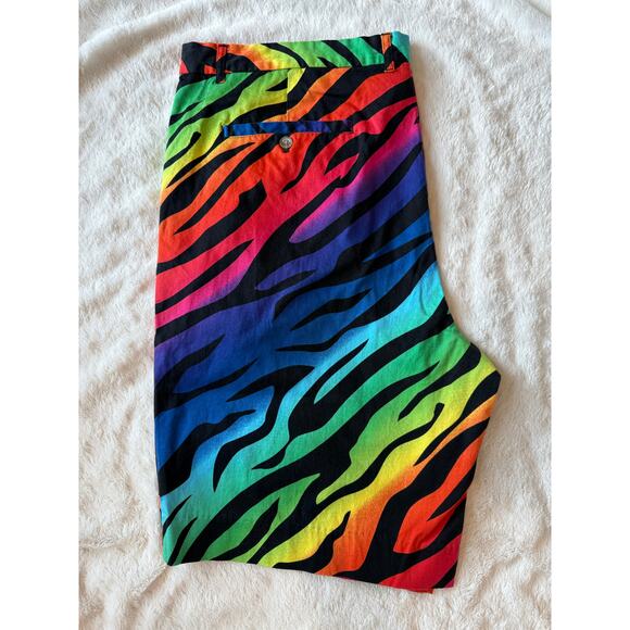 Royally Awesome NWOT Rainbow Zebra Cotton Blend Flat Front Shorts size 44 - Picture 6 of 15